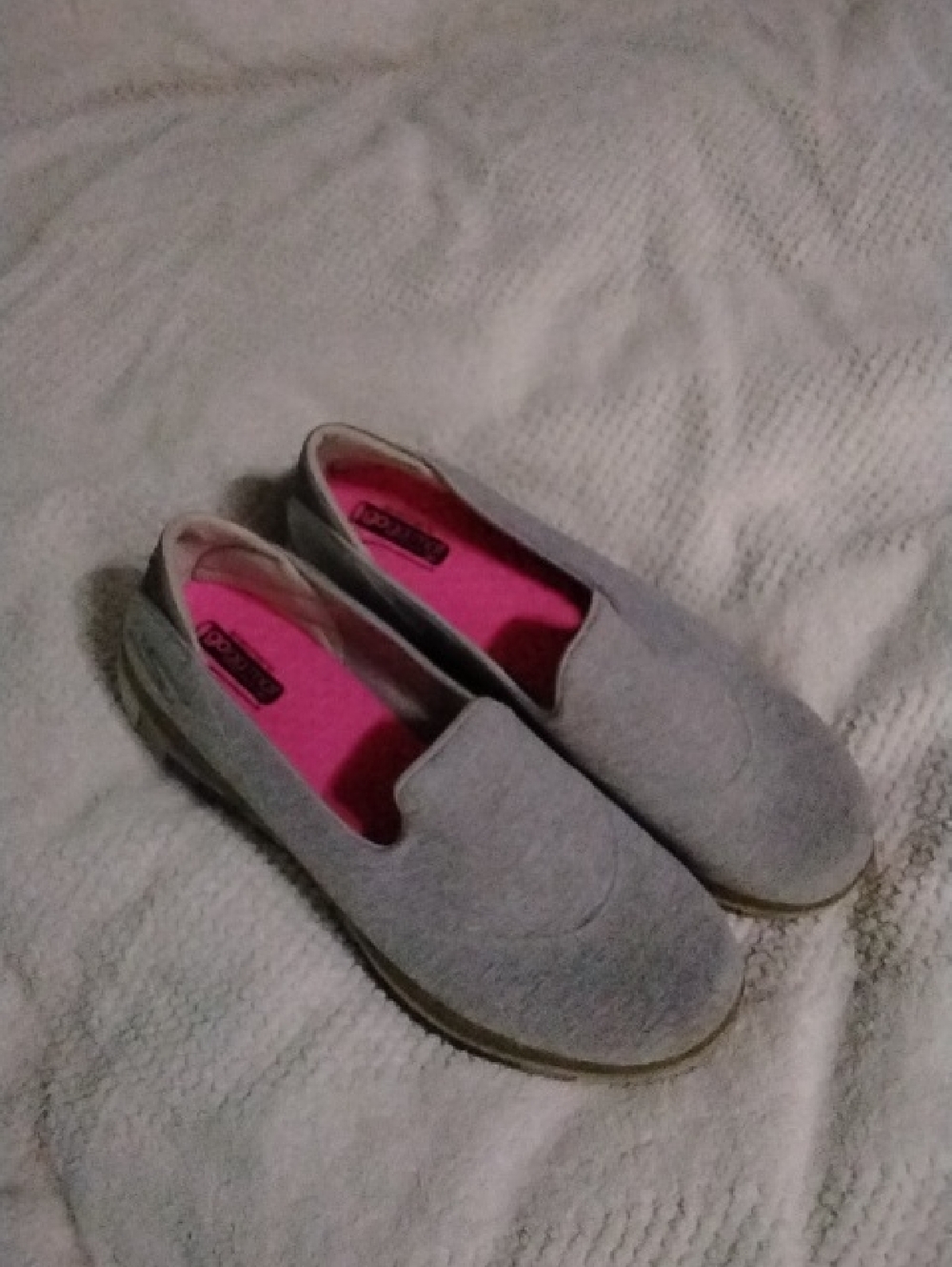 Skechers Gray Slip-On Shoes with Pink Insole